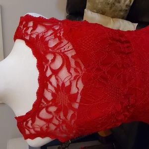 Beautiful red lace dress with key hole back size 4